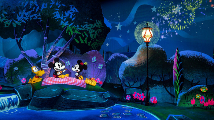 Mickey and Minnie Mouse on a night picnic 2k