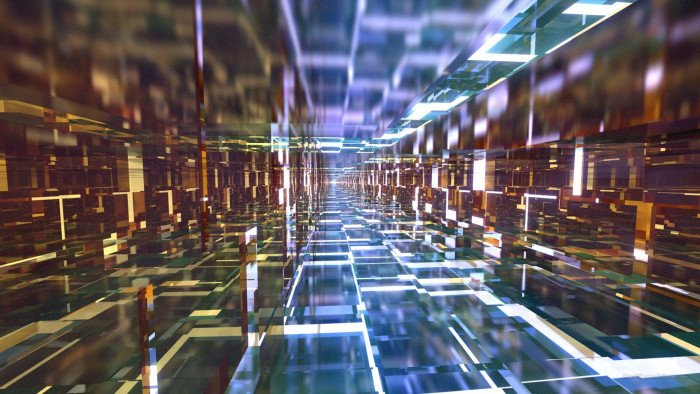 Bright Blue and Dark Gold Tunnel