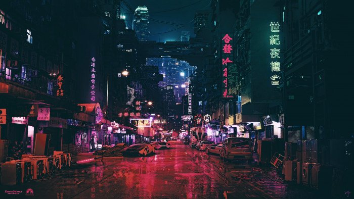 black signages city roads with lightings and cars night artwork 3 2k