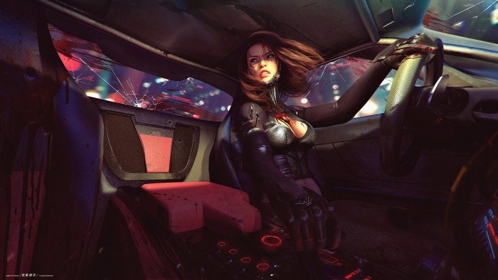 cyber science fiction digital art concept cyberpunk 2k