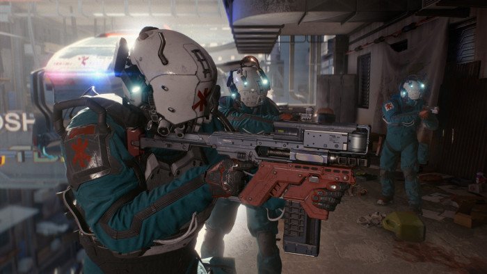 Cyberpunk video games futuristic armor gun 2k