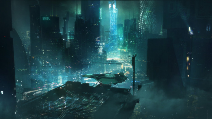 futuristic city cyberpunk artwork digital night David Tilton