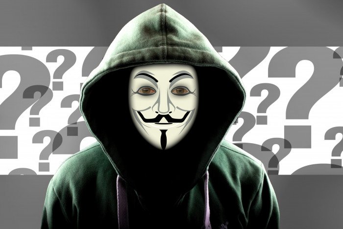 person wearing guy fawkes mask illustration question mark hacker 2k 4k 5k