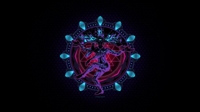 Shiva digital art cyber cyberpunk neon glowing