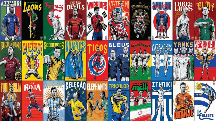 assorted title poster lot collage soccer players nations FIFA World Cup 51