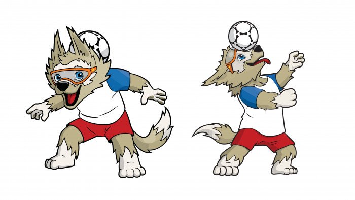 FIFA World Cup Zabivaka mascot simple background wolf soccer ball 2k 4k 5k