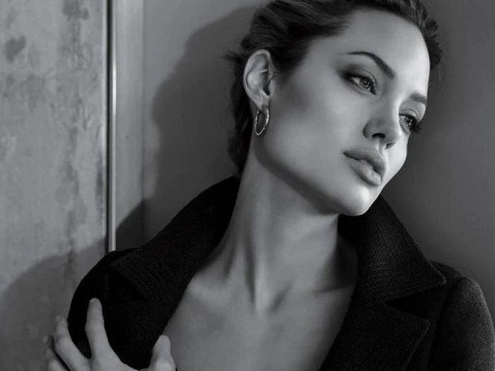 monochrome angelina jolie on wall actress hollywood
