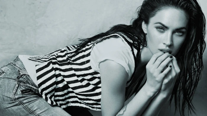 monochrome megan fox pinstripe actress hollywood 2k