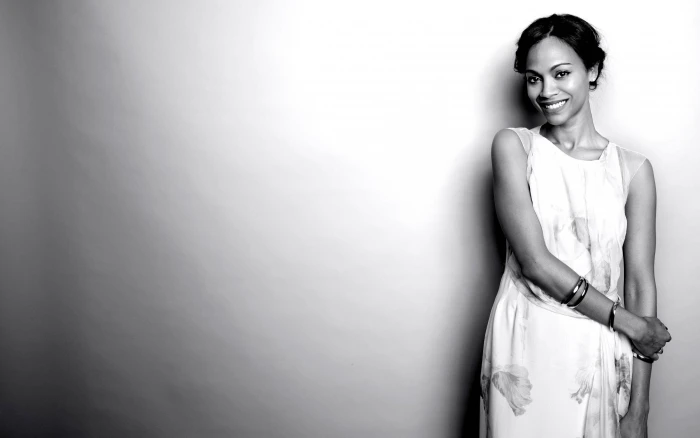 zoe saldana white floral dress actress hollywood 2k
