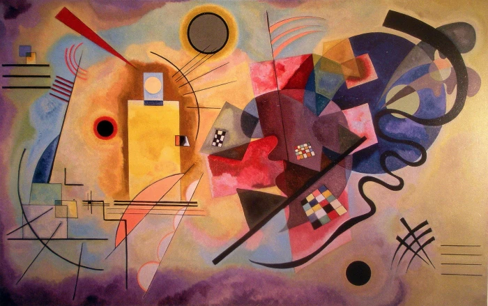black blue and yellow abstract painting artwork Wassily Kandinsky 2k