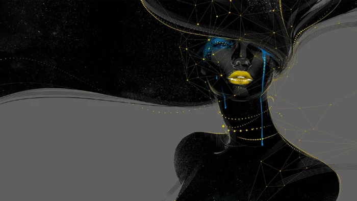 woman's face painting geometry women digital art abstract