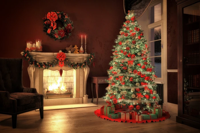 Christmas tree and red bauble lot decoration toys New Year 19 2k 4k 5k