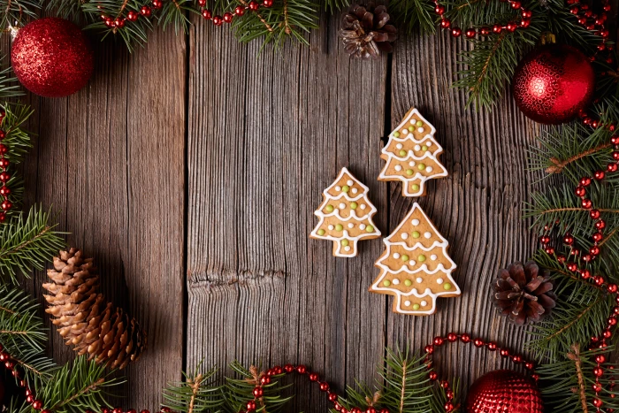 three Gingerbread trees New Year cookies Christmas cakes 2k 4k 5k