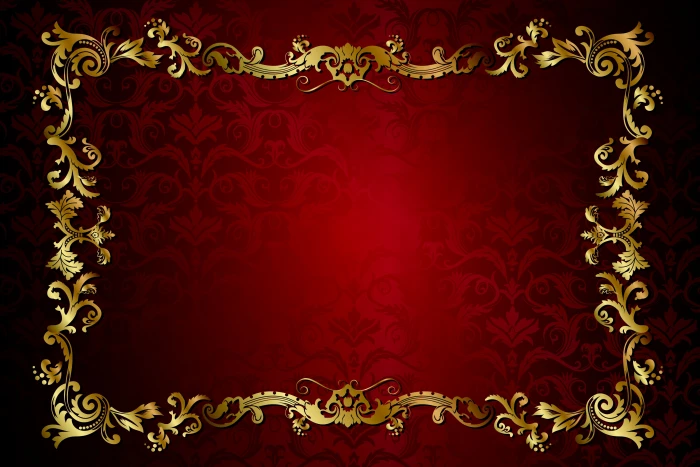 yellow floral border vector art retro pattern dark red golden 2k 4k 5k