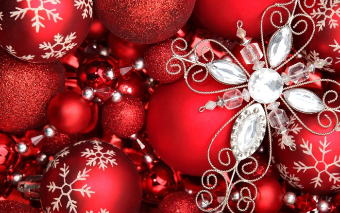 New Year Christmas ornaments decorations snowflakes red 2k