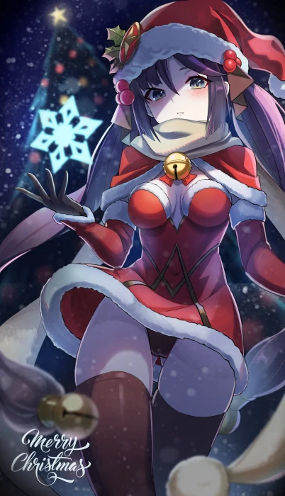 anime girls Genshin Impact Mona christmas clothes 2k