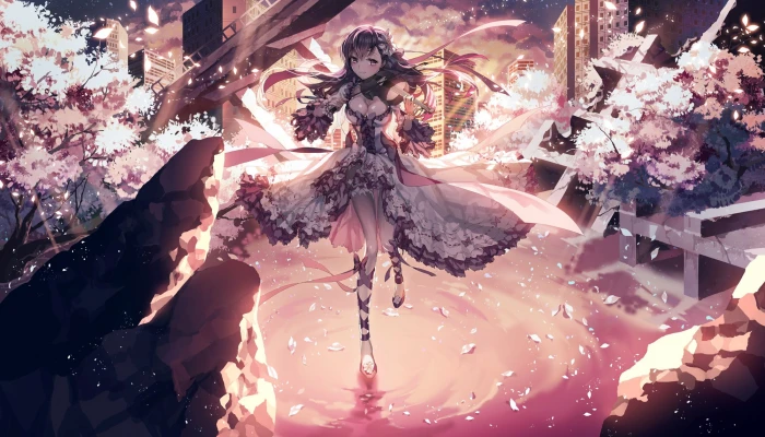 woman anime character digital wallpaper girls violin 2k
