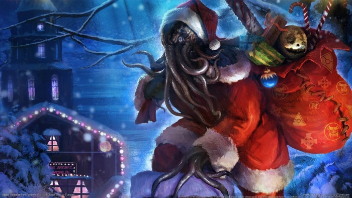 Santa Claus with tentacles wallpaper Cthulhu horror creature