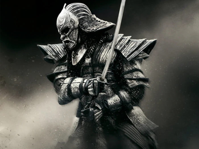 man holding sword wallpaper gray samurai a katana monochrome