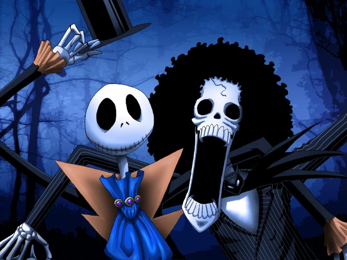 Anime Crossover Brook One Piece Jack Skellington The Nightmare Before Christmas