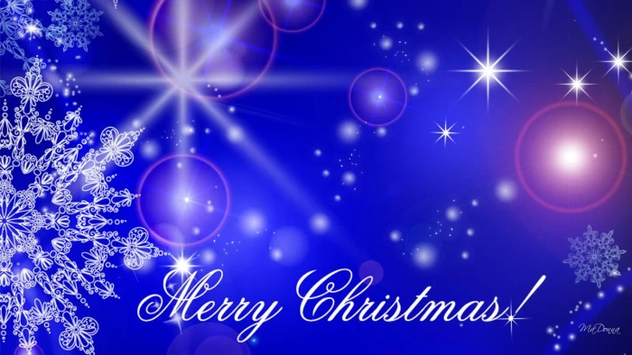 Blue Christmas Glowing merry christmas stars snow flakes shine