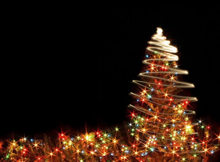 christmas tree garlands holiday new year black background