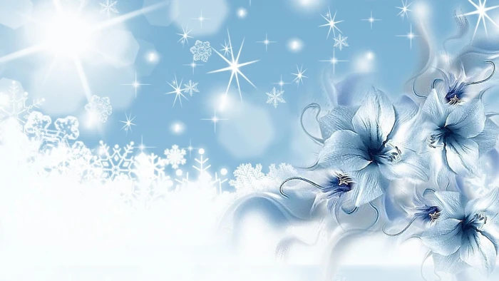 Winters Blue Beauty blue flower and snowflake wallpaper firefox persona