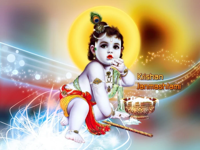 Baby Krishna Lord Krisha digital art Festivals Holidays God