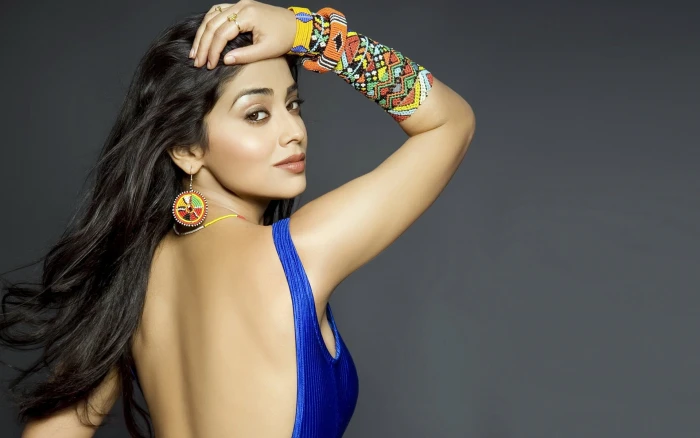 Actress Shriya Saran women's blue sleeveless top