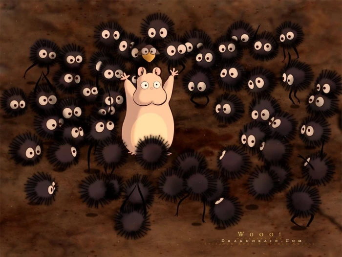 character illustration Spirited Away Studio Ghibli indoors