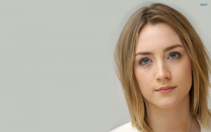 actress blonde Saoirse Ronan simple background portrait display 2k