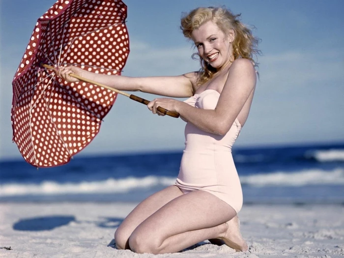 Actresses Marilyn Monroe sea beach women land hair one person