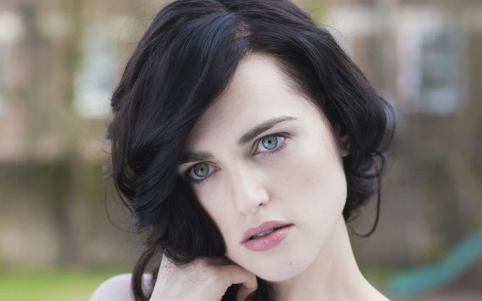 Actresses Katie McGrath Black Hair Blue Eyes Celebrity