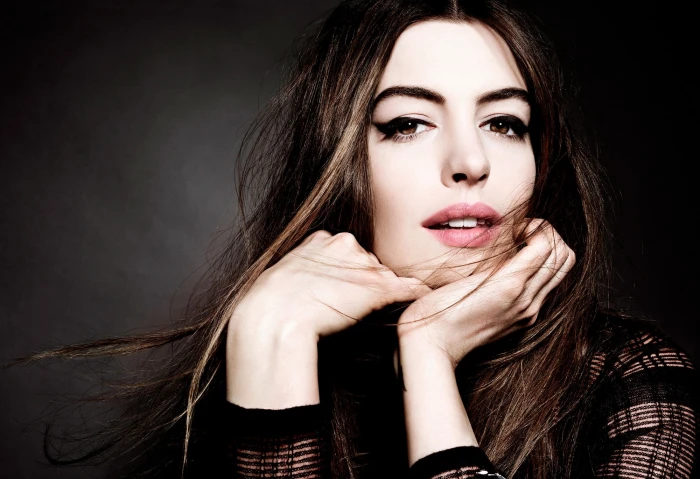 Anne Hathaway women actress brunette brown eyes filter 2k