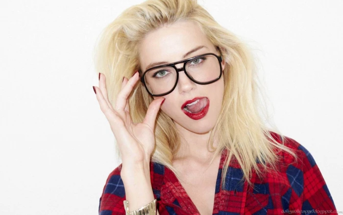 Amber Heard blonde glasses women brunette Terry Richardson