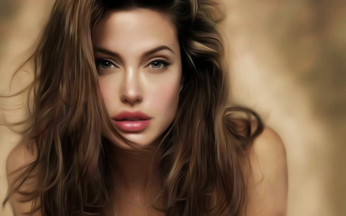 Angelina Jolie women actress celebrity portrait artwork 2k