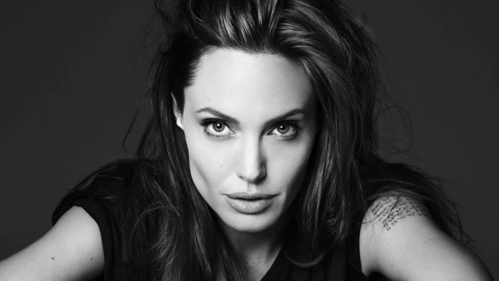 Angelina Jolie women actress monochrome portrait face