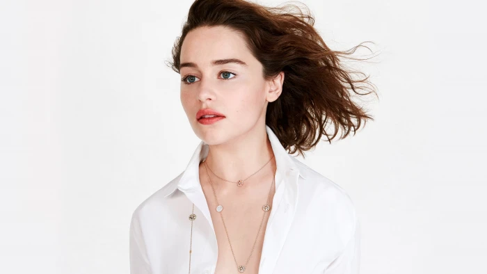 brunette green eyes Emilia Clarke women actress white 2k