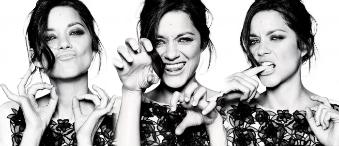 collage Marion Cotillard actress monochrome 2k
