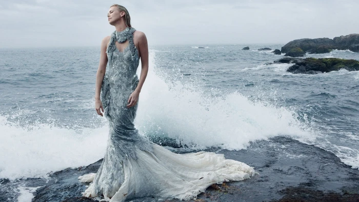 Charlize Theron women actress blonde outdoors closed eyes