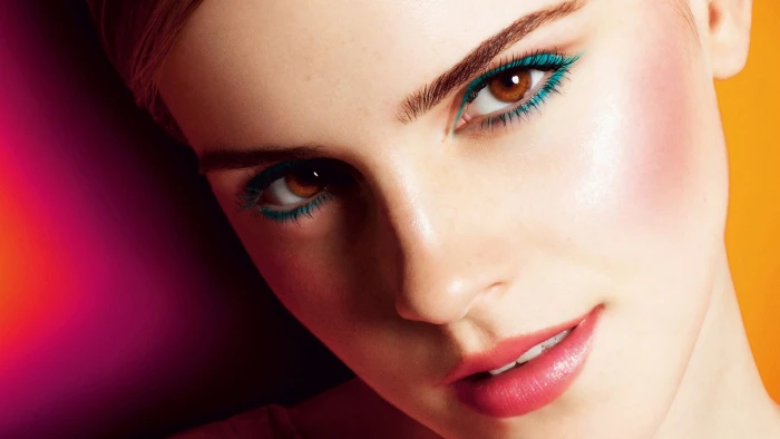 Emma Watson women celebrity actress makeup colorful human body part 2k