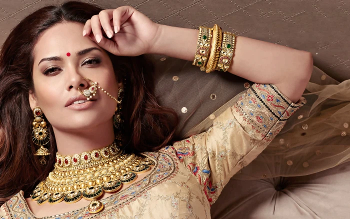 Esha Gupta women's brown sari dress Female Celebrities bollywood