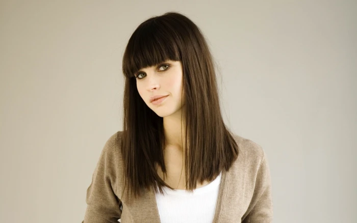Felicity Jones actress women green eyes brunette straight hair