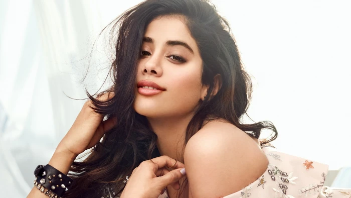 Janhvi Kapoor women actress brunette long hair smiling