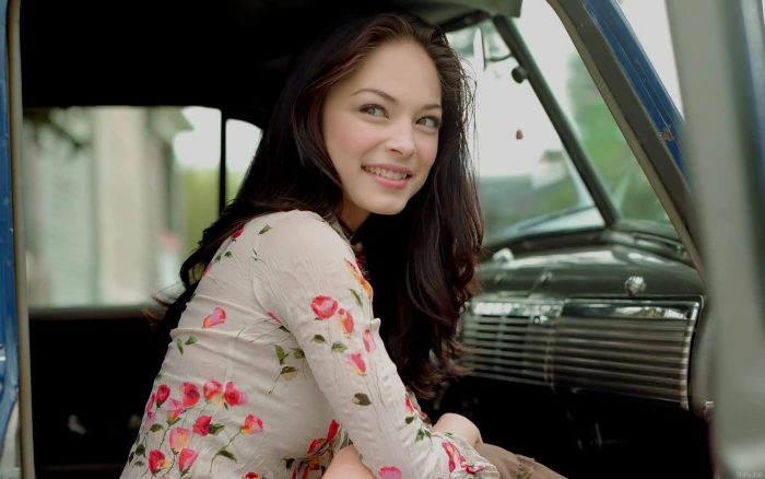 Kristin Kreuk women actress car interior smiling