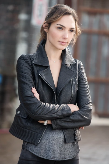 leather jackets actress brunette looking into the distance 2k