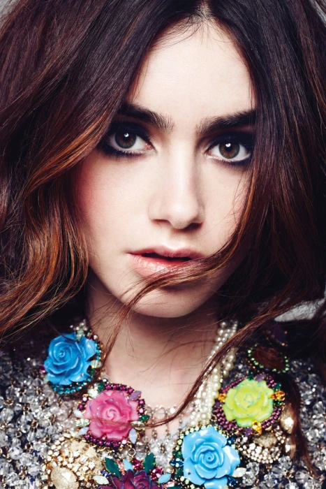 Lily Collins women actress brunette closeup eyeshadow