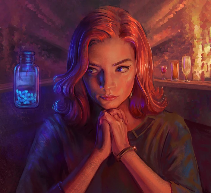 Mandy Jurgens actress portrait digital painting young woman 2k