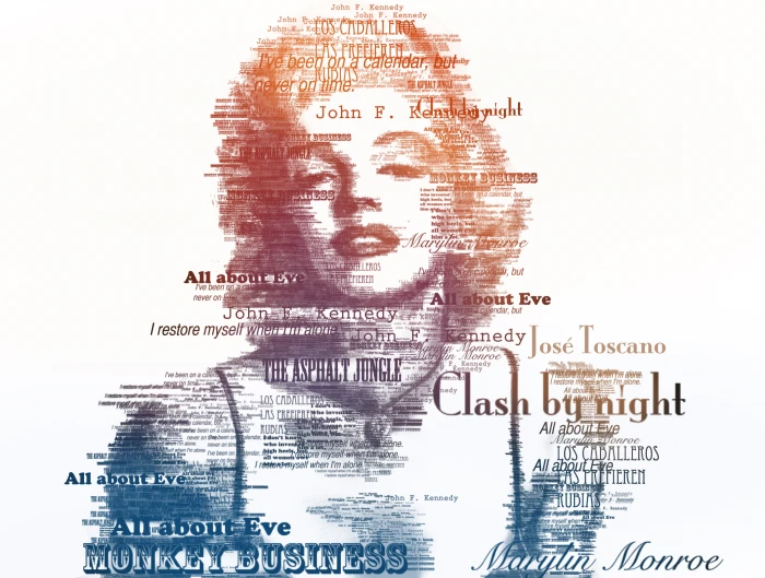 Marilyn Monroe illustration text actress singer typography 2k