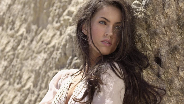 Megan Fox actress long hair looking away portrait hairstyle
